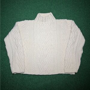 Paul James Made in England Wool Sweater Women’s M Cream Cable Knit Turtleneck